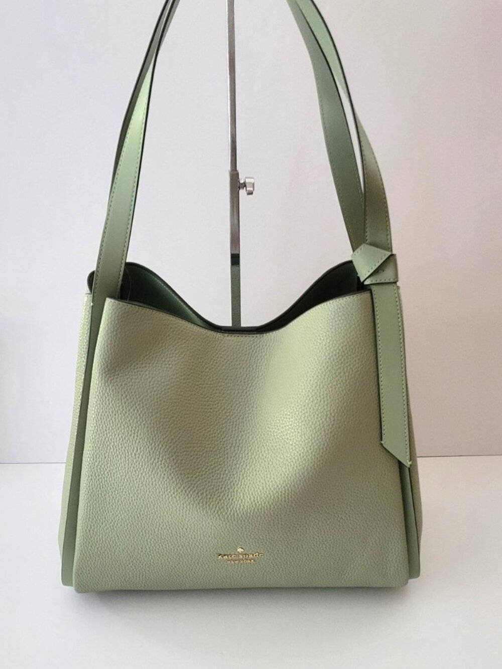Kate Spade KM663 Knott Large Carryall Shoulder Bag Handbag Balsam Green Leather - Picture 2 of 7